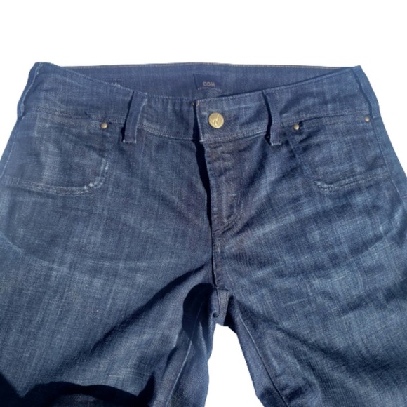 Jeans Wide Leg Dark Wash Low Waist Birkin Stretch Embroidered COH 28 - Picture 7 of 16